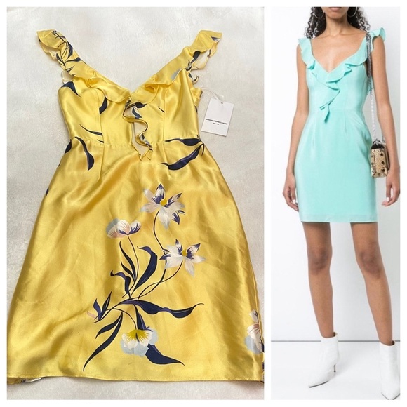 Amanda Uprichard Dresses & Skirts - New! Amanda Uprichard Tabatha floral dress honey suckle silk ruffle 28690